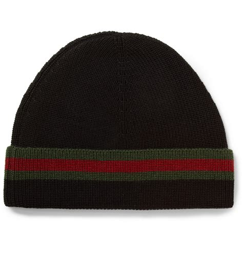 gucci striped knitted beanie hat|Gucci hat men's price.